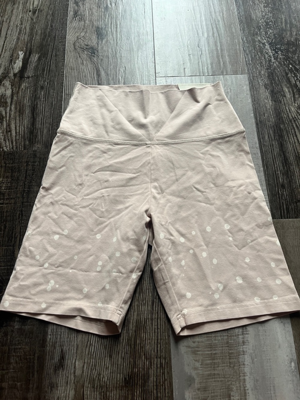 High-Waist Women's Aerie Offline Bike Shorts in Nude with Dot Detail